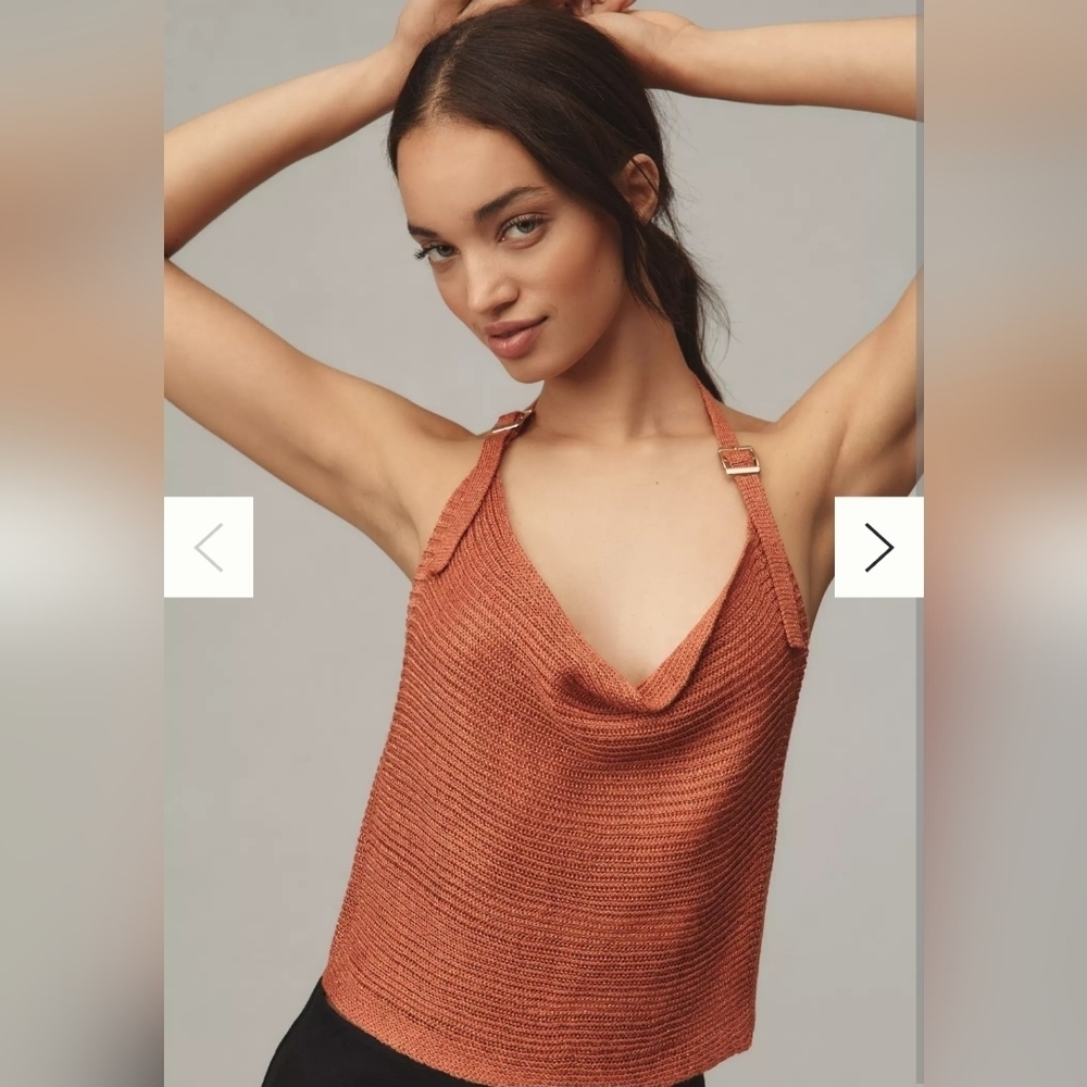 Anthropologie Cowl Neck Bucklr Sweater Tank NWT Large